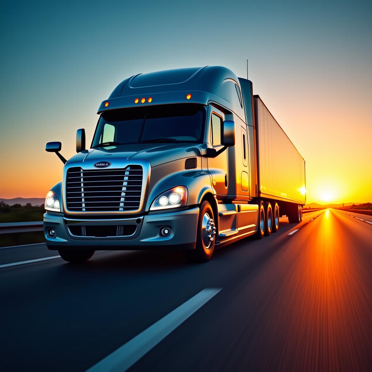Large commercial truck delivering freight across Indiana highways