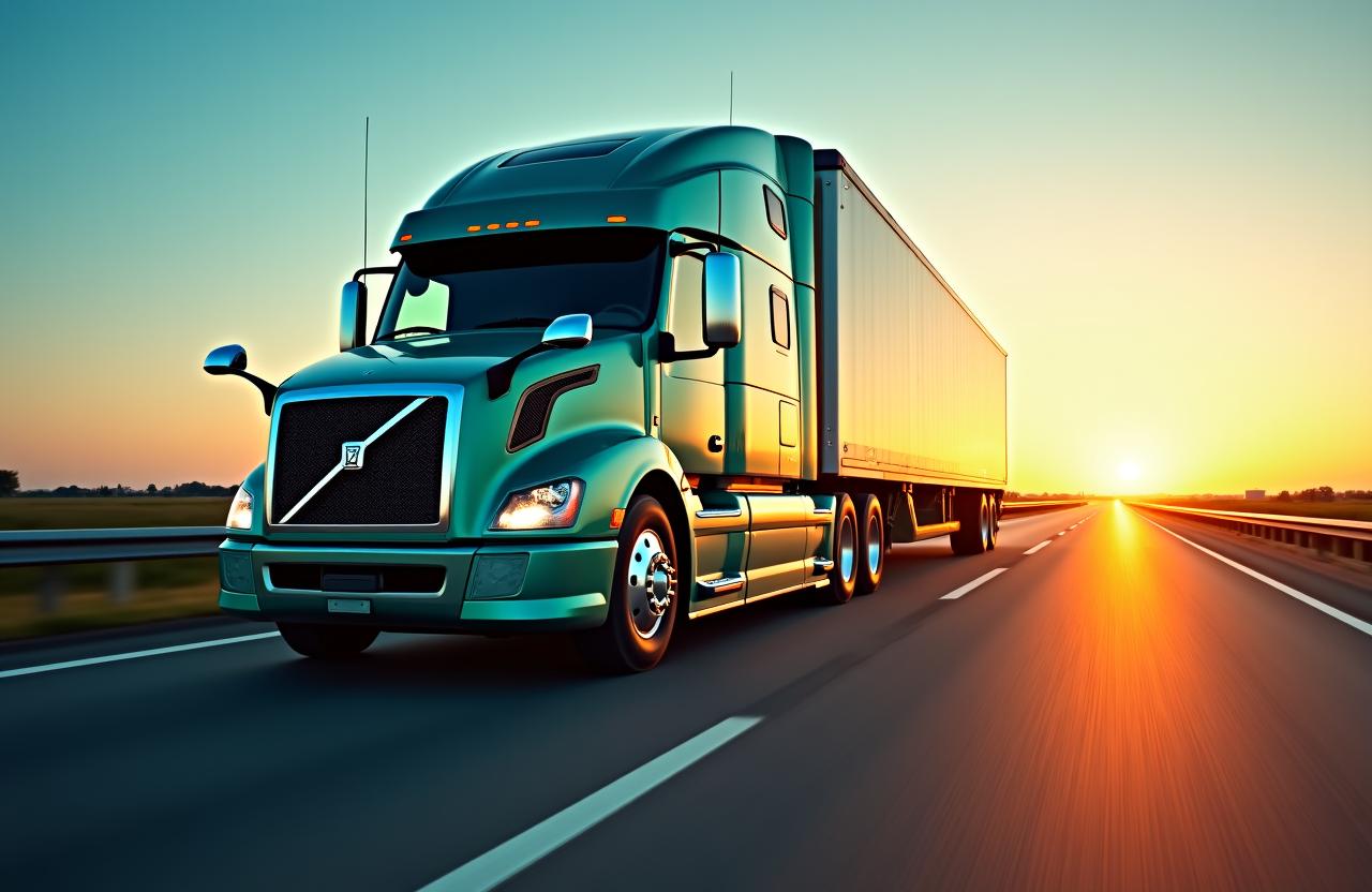 Modern logistics fleet in motion